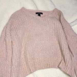 Forever 21 Light Pink Crop Sweater: LARGE